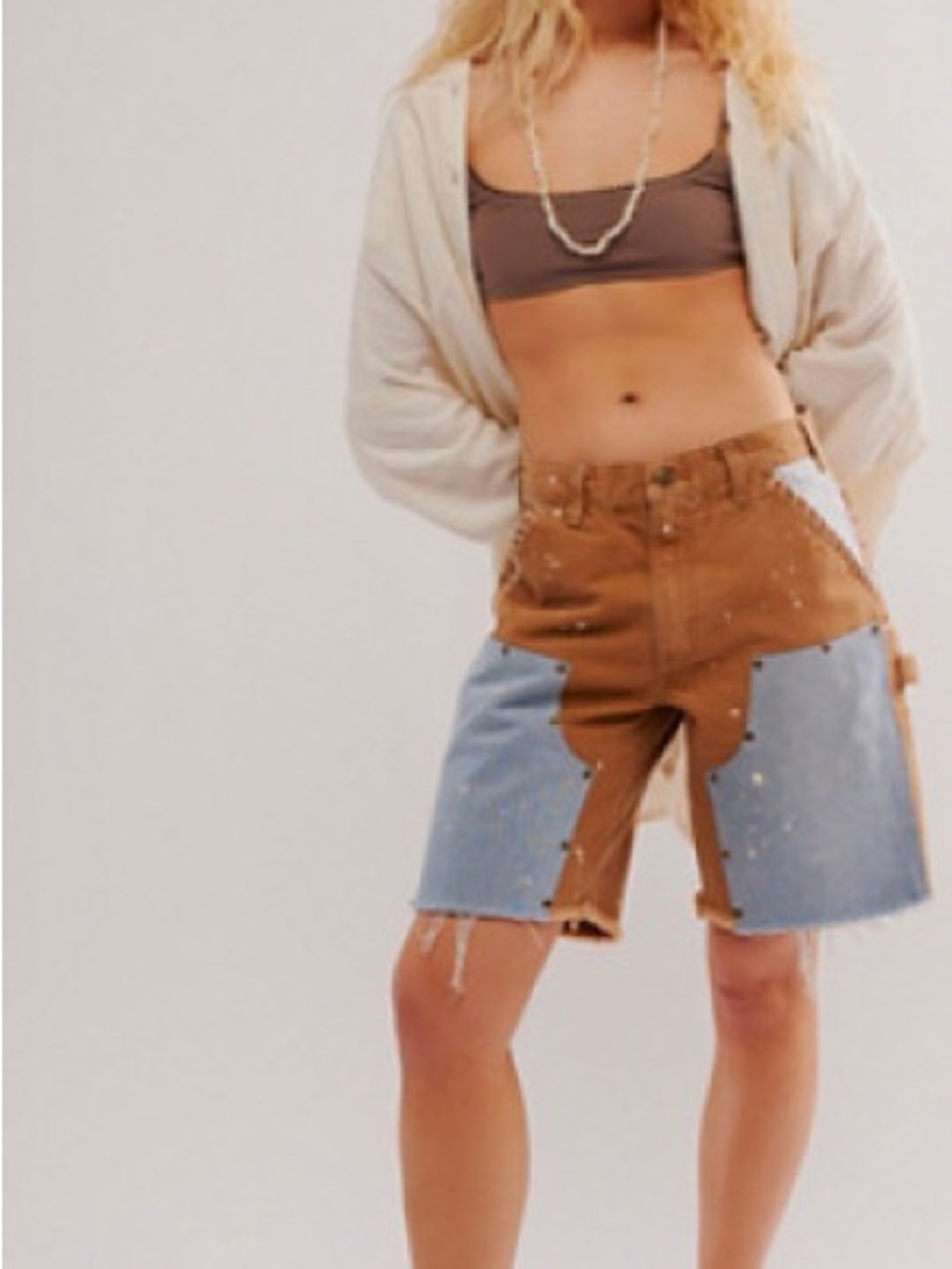Tricia Fix Double Patched Carhartt Shorts
